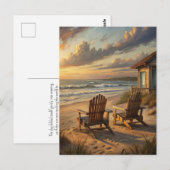 Carte Postale Chaises de plage Coucher de soleil Océan côtier Va (Devant / Derrière)