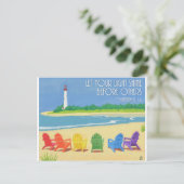 Carte Postale Chaises de plage et phare Inspiration (Debout devant)