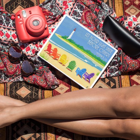 Carte Postale Chaises de plage et phare Inspiration