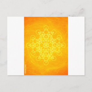 Carte Postale Chakra Mandala Géométrie Sacrée Jaune Lumineux