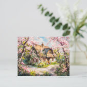 Carte Postale Chalet de printemps avec Fruits en fleurs (Debout devant)
