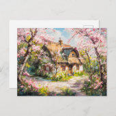 Carte Postale Chalet de printemps avec Fruits en fleurs (Devant / Derrière)