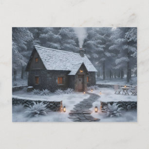 Carte Postale Chalet d'hiver cosy dans les bois