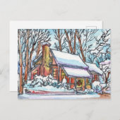 Carte Postale Chalet neigeux (Devant / Derrière)