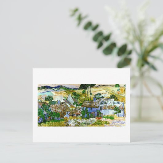 Carte Postale Chalets à chaume d'une colline Van Gogh Art (Debout devant)