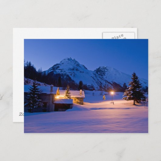 Carte Postale Chalets d'hiver lever du soleil (Devant / Derrière)