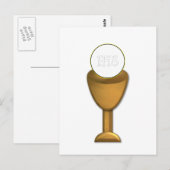 Carte Postale Chalice d'or et hôte - Sainte Communion (Devant / Derrière)
