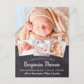 Carte Postale Chalkboard Baby Custom 4 Photo Faire-part de naiss (Devant)