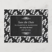 Carte Postale Chalkboard Floral Leaf Wedding Enregistrer La Date (Devant)