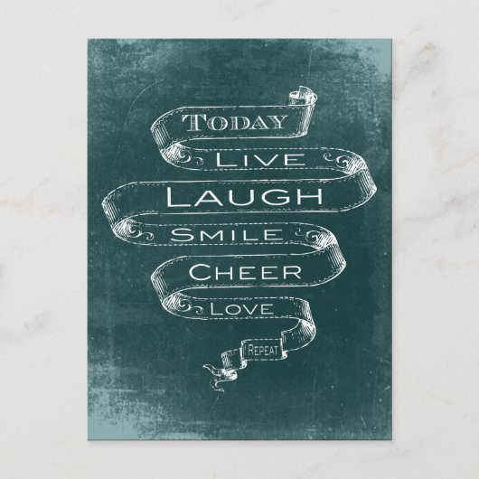 Carte Postale Chalkboard Inspirational - Live, Rire (Devant)