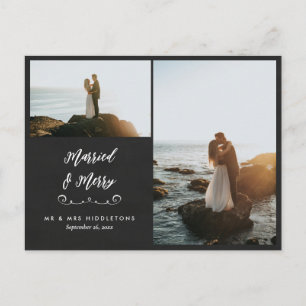 Carte Postale Chalkboard Marié & Joyeux   Photo de Noël