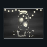 Carte Postale Chalkboard Mason Jar avec Fireflies Mariage Merci<br><div class="desc">Voir les cartes postales RSVP personnalisées assorties avec option pour ajouter une photo du couple et le choix de Entrée ici dans la collection ci-dessous.</div>