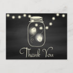 Carte Postale Chalkboard Mason Jar avec Fireflies Mariage Merci<br><div class="desc">Voir les cartes postales RSVP personnalisées assorties avec option pour ajouter une photo du couple et le choix de Entrée ici dans la collection ci-dessous.</div>