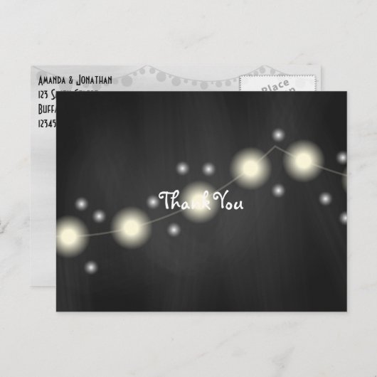 Carte Postale Chalkboard Mason Jar Mariage Lumières Merci (Devant / Derrière)