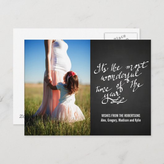 Carte Postale Chalkboard Merveilleux Temps De L'Année Script Pho (Devant / Derrière)