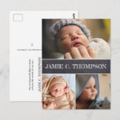Carte Postale Chalkboard moderne Baby Boy Nom Photos Naissance (Devant / Derrière)