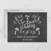 Carte Postale Chalkboard Notre Mariage Plage (Devant / Derrière)