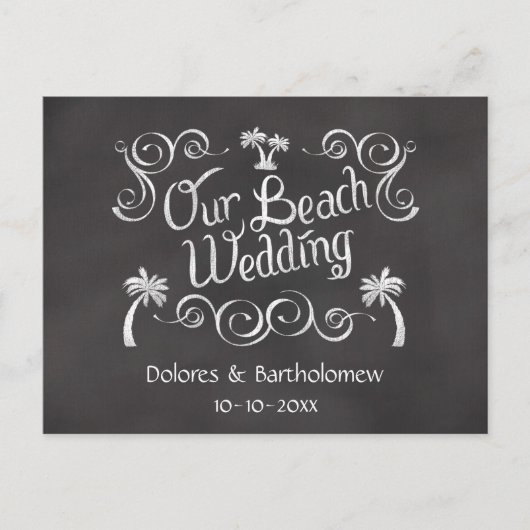 Carte Postale Chalkboard Notre Mariage Plage (Devant)