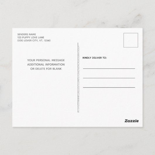 Carte Postale Chalkboard Puppy Pawty Pink Chien fête d'anniversa (Dos)