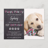 Carte Postale Chalkboard Puppy Pawty Pink Chien fête d'anniversa (Devant)