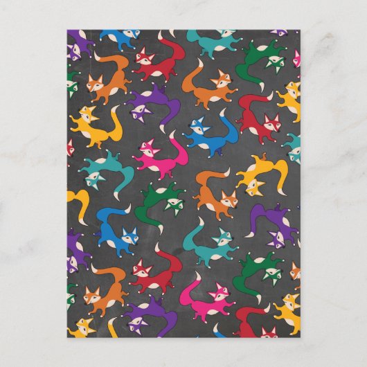 Carte Postale Chalkboard Renards colorés (Devant)