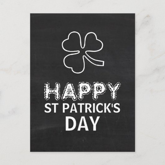 Carte Postale Chalkboard Shamrock, Saint Patrick's Day (Devant)