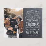 Carte Postale Chalkboard Vous souhaite un très joyeux Noël Photo<br><div class="desc">Cartes de fin de année photographiques inspirés par la typographie avec les mots "Je vous souhaite à vous et à toute votre famille un joyeux Noël et un merveilleux Nouvel An".</div>