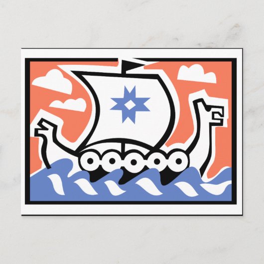 Carte Postale Chaloupe de Viking (Devant)