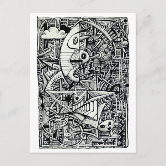 Carte Postale Chambre de rêve, dessin à encre (Devant)