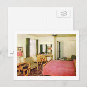 Carte Postale Chambre d'hôtel Intérieur années 1950 Retro (Devant / Derrière)
