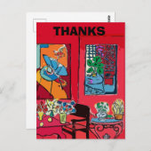 Carte Postale Chambre rouge avec chat noir (Devant / Derrière)