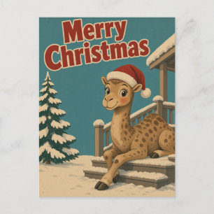 Carte Postale Chameau Porche d'Hiver Animal Noël