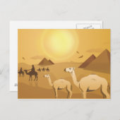 Carte Postale chameaux du désert égyptien (Devant / Derrière)
