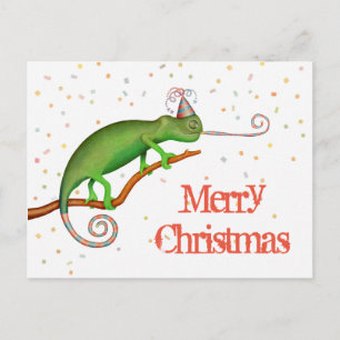 Carte Postale Chameleon à Noël.