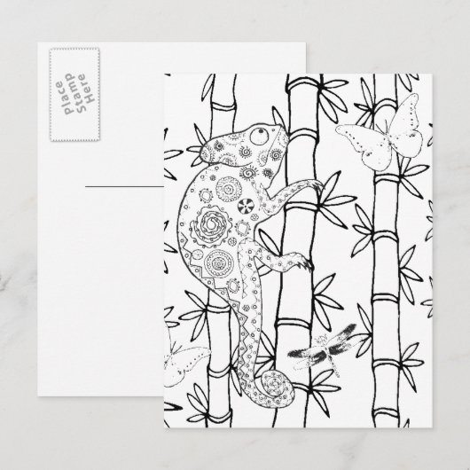Carte Postale Chameleon Doodle (Devant / Derrière)