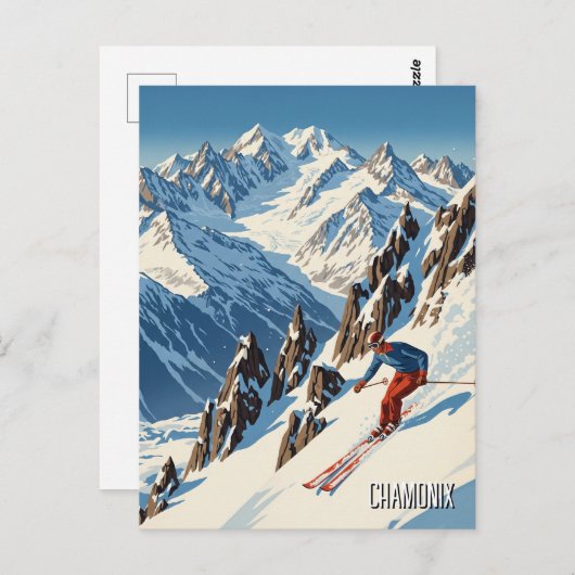 Carte Postale Chamonix France Skier (Devant / Derrière)