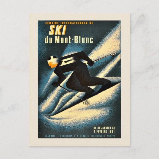 Carte Postale Chamonix Mont Blanc Ski Vintage Français (Devant)
