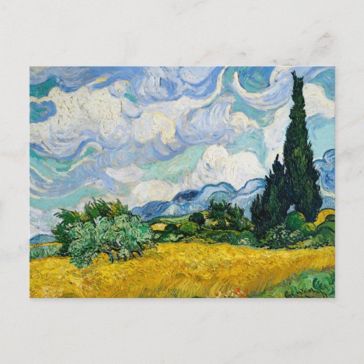 Carte Postale Champ de blé avec Cyprès 1889, Vincent Van Gogh (Devant)