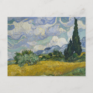Carte Postale Champ de blé avec cyprès, peinture à l'huile, Van