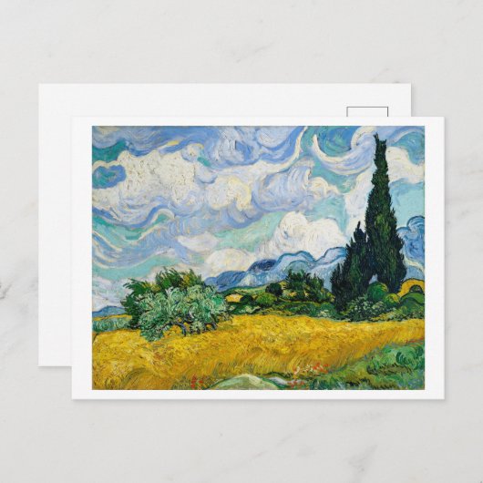 CARTE POSTALE "CHAMP DE BLÉ AVEC CYPRESSES" 1889 PAR VAN GOGH (Devant / Derrière)