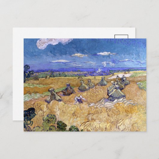 Carte Postale Champ de blé avec moissonneur | Vincent van Gogh (Devant / Derrière)