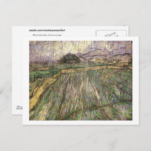 Carte Postale Champ de blé en pluie (F650) Van Gogh Fine Art (Devant / Derrière)
