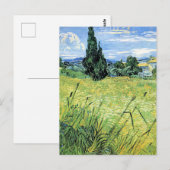 Carte Postale Champ de blé vert avec cyprès, (Devant / Derrière)