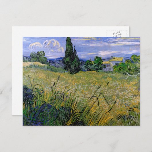 Carte Postale Champ de blé vert avec Cypress par Vincent van Gog (Devant / Derrière)