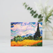 Carte Postale Champ de blé Vincent Van Gogh avec Cyprès (Debout devant)