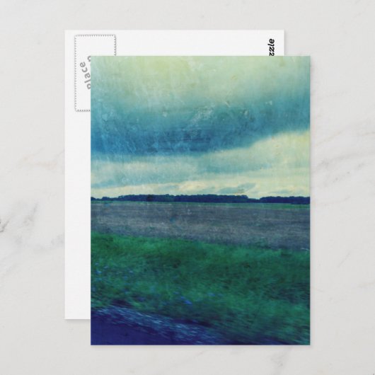 Carte Postale Champ de campagne bleue (Devant / Derrière)