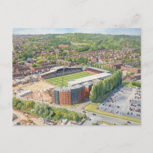 Carte Postale Champ de course de Wrexham - Aquarelle (Devant)