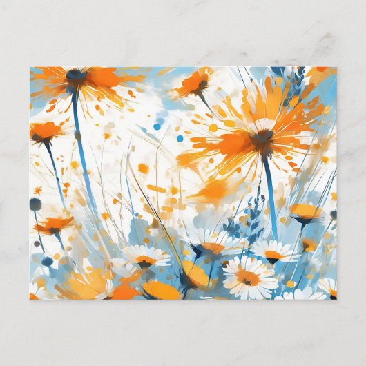 Carte Postale Champ de Fleur sauvage Breezy en Orange (Devant)