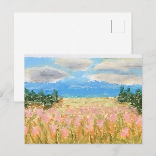 Carte Postale Champ de fleurs en été (Devant / Derrière)