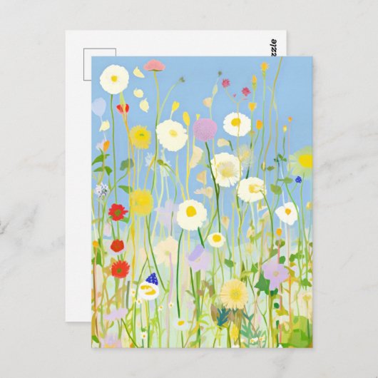 Carte Postale Champ de fleurs, générées par A, (Devant / Derrière)